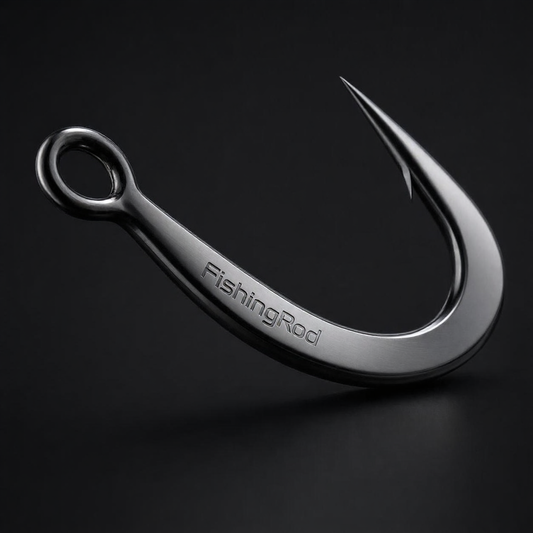 Premium Metallic Fishing Hook – FishingRod Engraved, Studio Product Shot